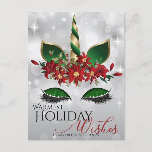 Cartes Pour Fêtes Annuelles Vœux de Fêtes Licorne Festive (Devant)