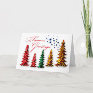 Cartes Pour Fêtes Annuelles Vœux de fin d'année Arbres de Noël Pailletés
