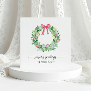 Cartes Pour Fêtes Annuelles Vœux de fin d'année Couronne de Noël et Nœud Rou