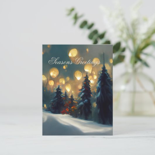 Cartes Pour Fêtes Annuelles Vœux de fin d'année - Forêt enneigée paisible (Debout devant)