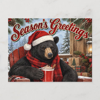 Cartes Pour Fêtes Annuelles Vœux de fin d'année Ours noir buvant du cidre