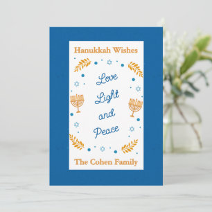 Cartes Pour Fêtes Annuelles Vœux de Hanoukka – Amour Lumière et Paix Famille