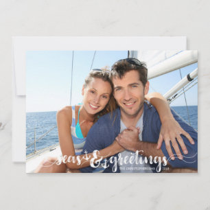 Cartes Pour Fêtes Annuelles Vœux de la saison NAVALE Ancres Deux+Photo