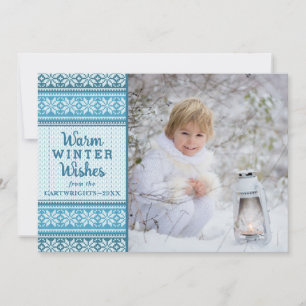 Cartes Pour Fêtes Annuelles Vœux de l'hiver chaud Flocon de neige Pull Photo B