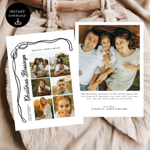 Cartes Pour Fêtes Annuelles Vœux de Noël avec Ruban Famille 6 Photos