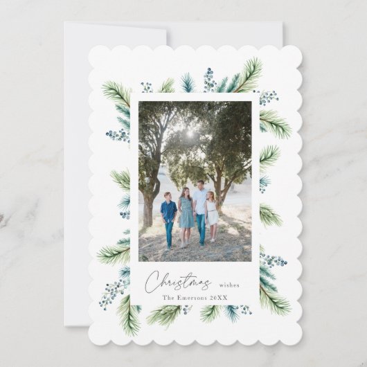 Cartes Pour Fêtes Annuelles voeux de Noël Boho Spruce et Fir (Devant)