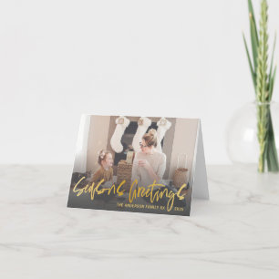 Cartes Pour Fêtes Annuelles Vœux de Noël Calligraphie Or Faux Noël