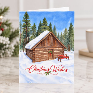 Cartes Pour Fêtes Annuelles Vœux de Noël Chalet d'Hiver enneigé