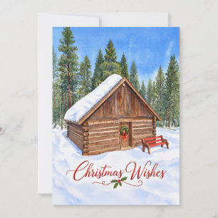 Cartes Pour Fêtes Annuelles Vœux de Noël Chalet d'Hiver enneigé