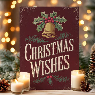 Cartes Pour Fêtes Annuelles Vœux de Noël Classiques Cloche Vintage