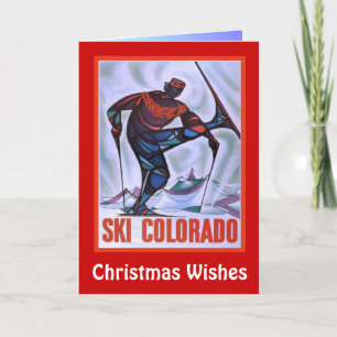 Cartes Pour Fêtes Annuelles Voeux de Noël, Colorado de ski