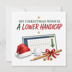 Cartes Pour Fêtes Annuelles Vœux de Noël de golf avec un chapeau de Santa ball