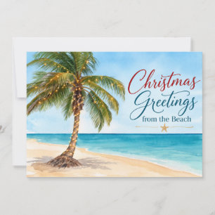 Cartes Pour Fêtes Annuelles Vœux de Noël depuis la plage au palmier tropical