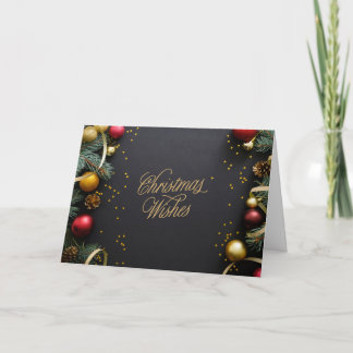 Cartes Pour Fêtes Annuelles Vœux de Noël en or rouge Texte personnalisable à l