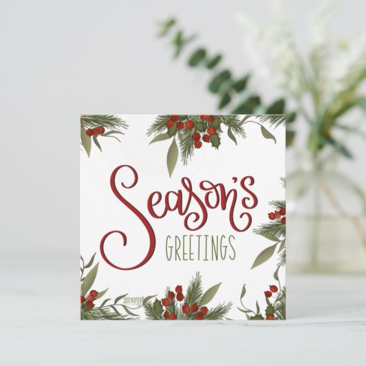 Cartes Pour Fêtes Annuelles Vœux de Noël Fleurs Jolie de Saison (Debout devant)