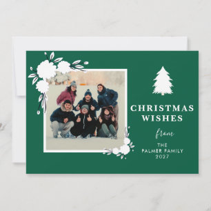 Cartes Pour Fêtes Annuelles Vœux de Noël floraux hivernaux élégants 1 Photo