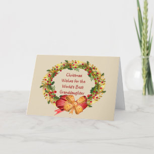 Cartes Pour Fêtes Annuelles voeux de Noël Holly Berry Wreath Grandgirl