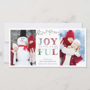 Cartes Pour Fêtes Annuelles Vœux de Noël JOYEUX 2 Photos Lumières