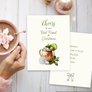 Cartes Pour Fêtes Annuelles Vœux de Noël Meilleure Amie Tasse en Cuivre