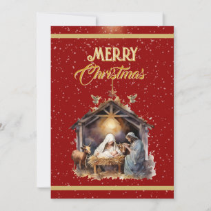 Cartes Pour Fêtes Annuelles Vœux de Noël : Or, Rouge & Argent Hol