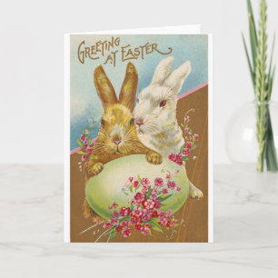 Cartes Pour Fêtes Annuelles Vœux de Pâques lapin vintage