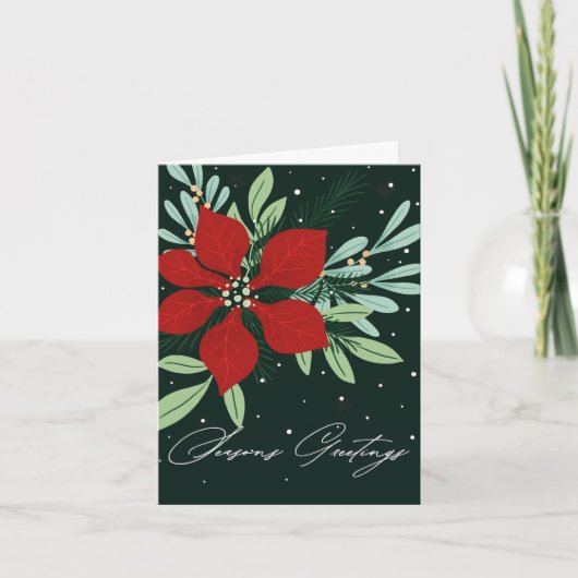 Cartes Pour Fêtes Annuelles Vœux de saison poinsettia conception de Noël (Devant)