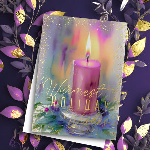 Cartes Pour Fêtes Annuelles Vœux de vacances les plus chaleureux Bougie aquare