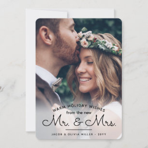 Cartes Pour Fêtes Annuelles Vœux du nouveau M. et Mme - Deux photos de mariage