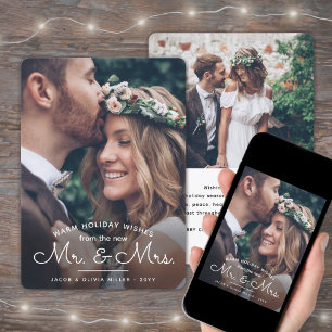 Cartes Pour Fêtes Annuelles Vœux du nouveau M. et Mme - Nouveaux mariés 2 Phot