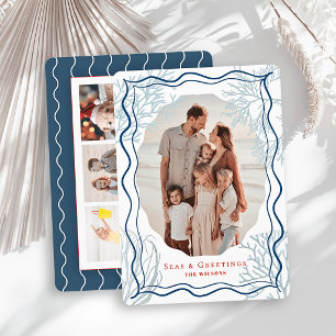 Cartes Pour Fêtes Annuelles Vœux et Mers Corail Navy 4 Photo Noël