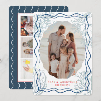 Cartes Pour Fêtes Annuelles Vœux et Mers Corail Navy 4 Photo Noël