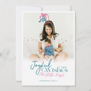 Cartes Pour Fêtes Annuelles Voeux Joyeux & Mistletoe Kisses Photo