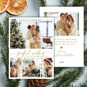 Cartes Pour Fêtes Annuelles Voeux Joyeux Modernes Gold Script 4 Photo Noël