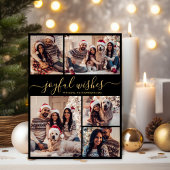Cartes Pour Fêtes Annuelles Voeux Joyeux Script 5 Photo Collage Noël