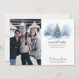 Cartes Pour Fêtes Annuelles Vœux les plus chaleureux Sapin enneigé