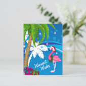 Cartes Pour Fêtes Annuelles Voeux les plus chauds Palm Trees Flamant rose Plag (Debout devant)
