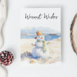 Cartes Pour Fêtes Annuelles Voeux les plus chauds Snowman la plage<br><div class="desc">Ce design a été créé par art numérique et peut être personnalisé dans la zone fournie par le changement de la photo et/ou du texte. Vous pouvez également le customiser en choisissant l'option cliquer pour customiser une autre option et supprimer ou modifier la couleur de l'arrière - plan, ajouter du...</div>