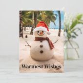 Cartes Pour Fêtes Annuelles Voeux les plus chauds Snowman la plage (Debout devant)