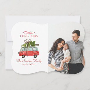 Cartes Pour Fêtes Annuelles voiture d'aquarelle de noël la plus joyeuse