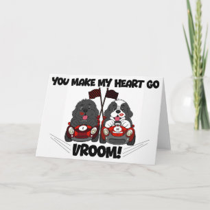 Cartes Pour Fêtes Annuelles Voiture de course de chiot Vous faites battre mon