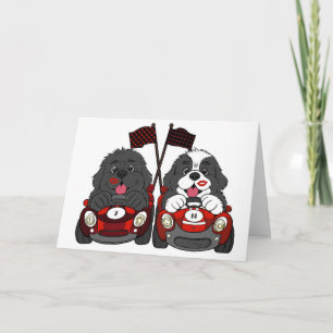 Cartes Pour Fêtes Annuelles Voiture de course de chiot Vous faites battre mon