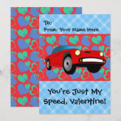 Cartes Pour Fêtes Annuelles Voiture de course Valentine (Devant / Derrière)
