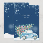 Cartes Pour Fêtes Annuelles Voiture de Noël (Devant / Derrière)