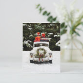 Cartes Pour Fêtes Annuelles Voiture de Noël Vintage (Debout devant)