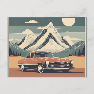 Cartes Pour Fêtes Annuelles Voiture de rétro à diner Boho 1950 vintage