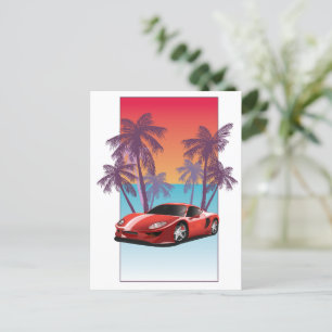 Cartes Pour Fêtes Annuelles Voiture de sport rouge vintage