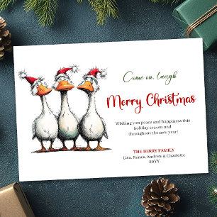 Cartes Pour Fêtes Annuelles Voiture de vœux drôles d'oies fantaisistes de Noël