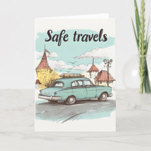 Cartes Pour Fêtes Annuelles Voiture rétro Voyages sûrs
