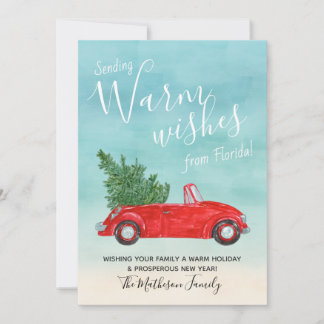 Cartes Pour Fêtes Annuelles Voiture rouge vintage Noël Tropical Warm Wings