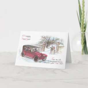 Cartes Pour Fêtes Annuelles Voiture vintage pour le Nouvel An